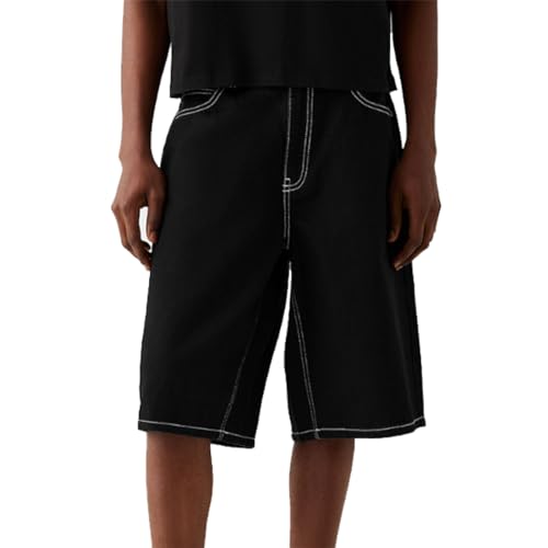 【美品】Graphpaper Linen Baggy Shorts black Hulpvktsgiq Baggy Jean Shorts for Men Casual Loose Fit Hip Hop